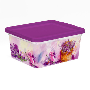 Коробка д/хранения пластм. "Лаванда" 1,9л 190х160х90мм арт.51008 ("Полимербыт)*1/20