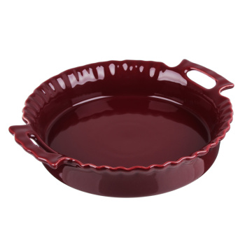 Блюдо керам. жаропроч. д/запек. и сервир. с ручками, кругл. d=22х5см, бордо (826-316) *1/12