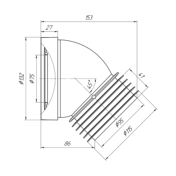 Муфта сливная д/унитаза 110*45 град АНИ W4228 *1/35