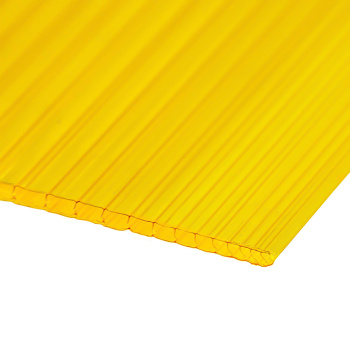 Поликарбонат 4 мм сотовый Unipol, 2.1х6 м, 0.47 кг/м², желтый Поликарбонат 4 мм сотовый Unipol, 2.1х6 м, 0.47 кг/м², желтый