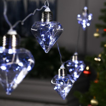 Гирлянда «Нить» Luazon Lighting, 3 м, 8 режимов, белый, лампочки кристаллы, 80 LED, IP20, 220 В