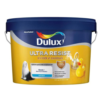 Краска акриловая для кухни и ванной 2,25 л Dulux Ultra Resist п/матовая База BС *1