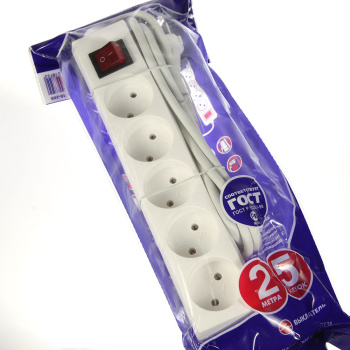 Удлинитель 5 розеток 5м б/з выкл ПВС 2*0,75мм2 10А мощ.нагр 22000Вт10-55S Фотон 21206 *1/20