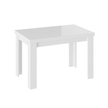 Стол обеденный прямоугольный раздв.Норман Тип1 1100(+1000)мм*690мм Белый/СТЕКЛО БЕЛЫЙ ГЛЯНЕЦ*1