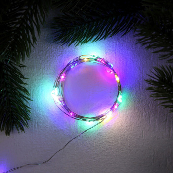 Гирлянда «Нить роса» Luazon Lighting, 2 м, 3 режима, мульти, 20 LED, IP20
