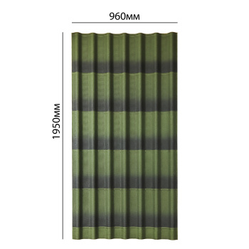 Черепица Ондулин 1950х960х3.3 мм, 1.9 м², зеленый Черепица Ондулин 1950х960х3.3 мм, 1.9 м², зеленый