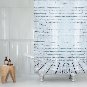 Штора  для ванной "Zenfort" п/эстер 180*200см "Лофт" с кольцами, утяжелитель 104221 *1/50