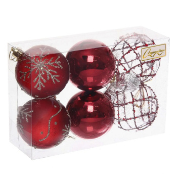 Набор шаров "Очарование" 6 см (в наборе 6 шт), Рубин