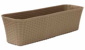 Ящик д/цветов пластм. "Ротанг" 38,5х18х16см с дрен.реш. Бежевый М3225 "М-Пластика" *1/10