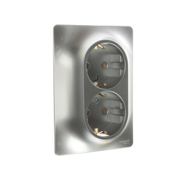 Розетка "Glossa" СП 2-мест. алюминиевая с/з SchE GSL000324 *1