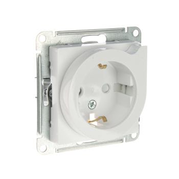 Механизм розетки 1-м СП ATLAS DESIGN с заземл. защ. шторки с выталк. 16А бел. SchE ATN000147
