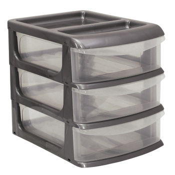 Бокс универс. пластм. с выдв.ящиками 3секции Средний 255х175x207мм М2765 ("М-Пластика") *1/8