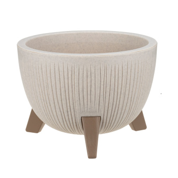 Кашпо пластм. "Петалис"  4,2л d верха 255мм h185мм со вставкой Беж. мрамор М3254 "М-Пластика" *1/4