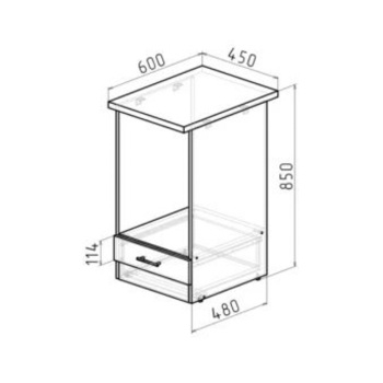 Стол под духовой шкаф 450х850х600 мм ГЕРДА, с ящиком, мокко