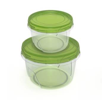 Набор банок для продуктов пластм. "Summer time" 2шт: 0,3л+0,7л с закруч.кр. арт.43118 "Пол-быт" 1/27