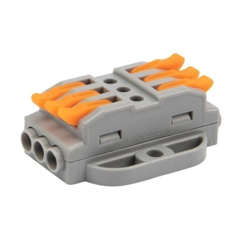 Клемма строительно-монтажная СМК 222-423P 3п 0.08-4кв.мм сер. (блист.5шт) Rexant 07-6263-5