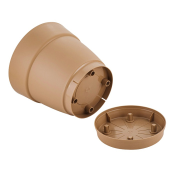 Кашпо пластм. "Villa de Fiori" 4л d верха 200мм h188мм с поддоном Молочный шоколад IG660210047 *1/8