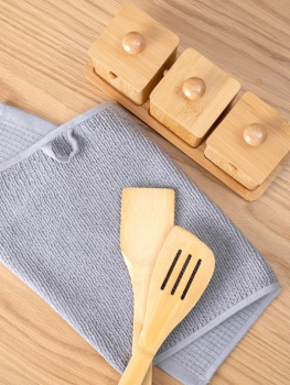 Полотенце вафельное/махровое 30*60см Лофт серый 450гр/м2 Василиса *10