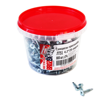 Саморезы прессшайба BROZEX ВЕДРО 4,2*25 сверло (800шт) *6 Саморезы прессшайба BROZEX ВЕДРО 4,2*25 сверло (800шт) *6