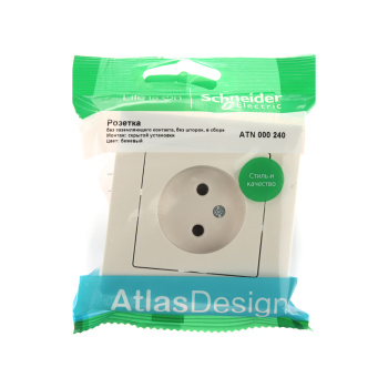 Механизм розетки 1-м СП ATLAS DESIGN без заземл. защ. шторки 16А беж. SchE ATN000249