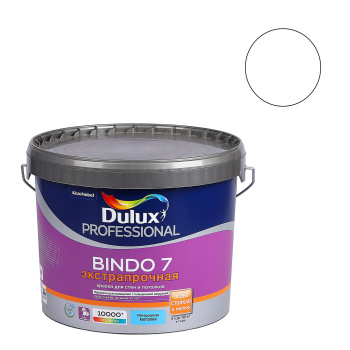 Краска акриловая 9 л для стен и потолков DULUX BINDO 7, база BW, матовая, влагостойкая