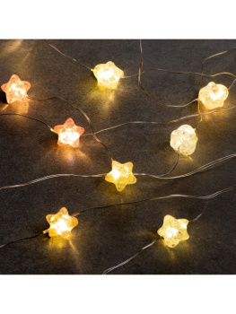 Гирлянда Нить 2 м 20LED тепл.бел.3 реж.серебр нить роса Звездочки IP20  AG13×3 (в компл)10471517*1