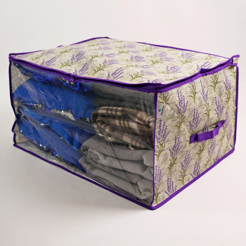 Короб для хранения нетканый материал "Лаванда" 600x500x350мм на "молнии",с Проз.окнД70302.06*1/40