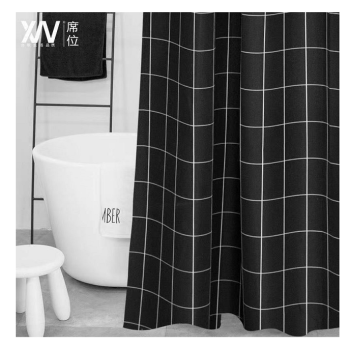 Штора для ванной "Aquadomer" п/эстер 180*180см "Клетка черная" с кольцами XT-061 *1/25