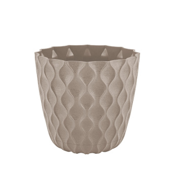 Кашпо пластм. "Wave" 1,4л d верха 145мм h132мм с поддоном Французский платан IG650110105 *1/10