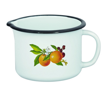 Кружка эмалированная 1,0л d120мм со сливным носиком, с деколью С-0107БСЛ/4  *1/8