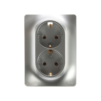 Розетка "Glossa" СП 2-мест. алюминиевая с/з SchE GSL000324  *1