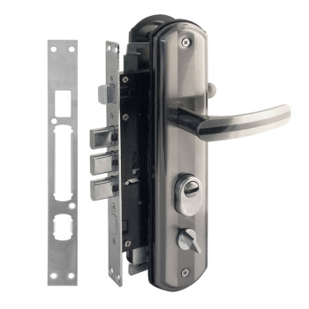 Замок врезной Нора-М ECO N200-68 (м.хром-ч.никель)с отв. планкой,б/мех,РУЧКИ ЛЕВЫЕ д/дверей КНР*1/10