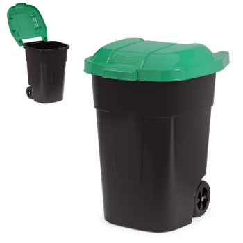Контейнер д/мусора пластм. 65л 660х525х465мм на Колесах, откидн. Крышка Зеленая М4663 (Окт.) *1