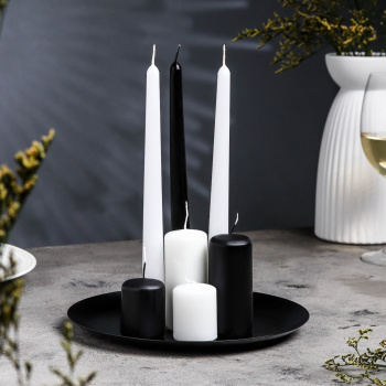 Подсвечник "Чашка" металл, 22,5х1,6 см, чёрный муар 1595954