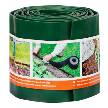 Бордюрная лента Садовая для грядок, клумб "гофра" пласт. выс.15см дл.9м Хаки Б-15/9 (Протэкт) *1/2