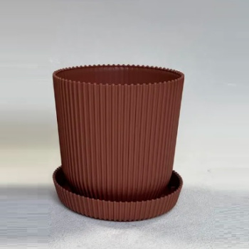 Кашпо пластм. "Gaufre"  1л d верха 115мм h115мм с поддоном Глина 801--17 (Tek.A.Tek) *1/40