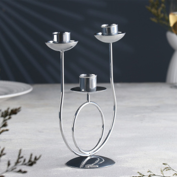 Подсвечник "Трио" металл на 3 свечи, 17х18 см, хром 9928366