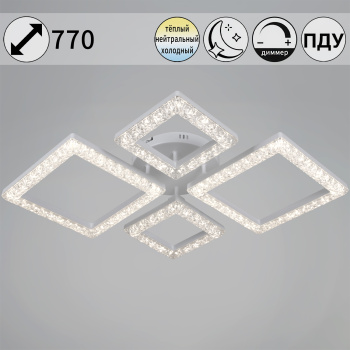 Люстра 88120-0.3-2+2C WH LED 3000-6500К 88W ПДУ ПДУ+диммер S=16м2 *1 Люстра 88120-0.3-2+2C WH LED 3000-6500К 88W ПДУ ПДУ+диммер S=16м2 *1