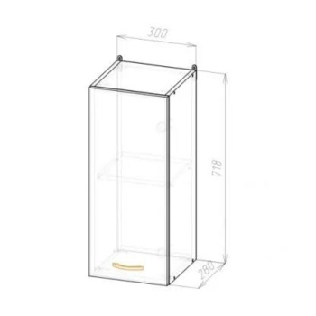 Шкаф навесной под посудосушитель 300х718х280 мм ГЕРДА, с одной дверцей, мокко