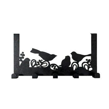 яяяВешалка на дверь на 5 крючков "Птицы" металл 36х18,5х6см черная Verda Line *1/100