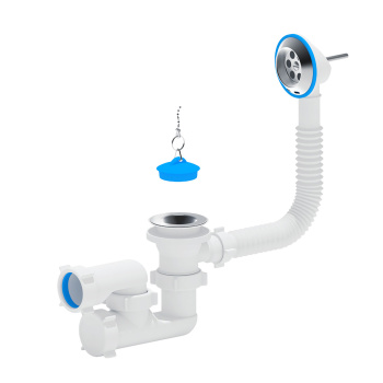 Обвязка в ванну с выпуском и переливом 1 1/2", регулируемый, без гофры АНИ E250 *1/35