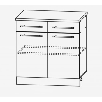 Шкаф напольный 800х816х600 мм 33 КОМОДА Империя, с двумя ящиками и двумя дверцами, сандал