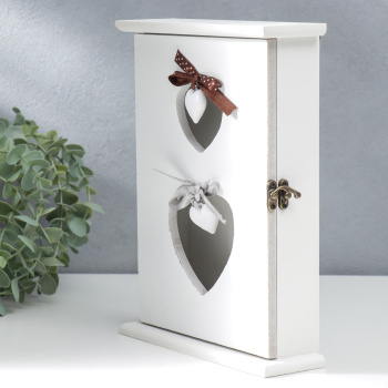 Ключница дерево "Два сердца" 21х26х7 см 2258977