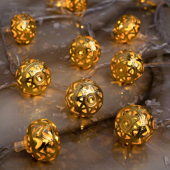 Гирлянда «Нить» Luazon Lighting, 4 м, 8 режимов, теплый белый, шарики, 20 LED, IP20, 220 В