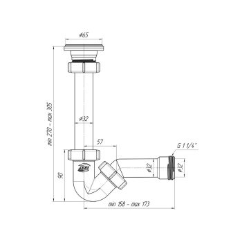 Сифон для биде 1,25" Ани 32*32 BD1000 *1/15