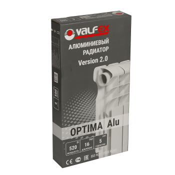 Радиатор алюминиевый 4 секции VALFEX Optima Version 2.0, 500 мм, белый
