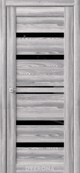 Дверь межкомнатная остекленная ЦАРГИ ПВХ Тампа Ривьера Грей/черный лакобель 600мм Аркада*1