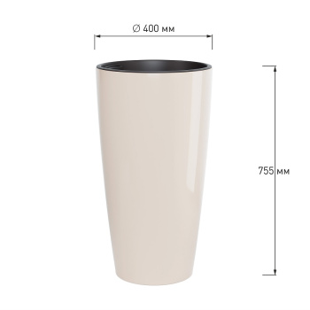 Кашпо пластм. "Рондо" высокое 71л d 400мм h755мм, со вставкой 23л Бежевый М8878 (ЗПИ "Альт.") *1
