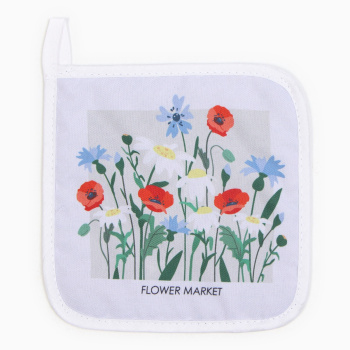 Прихватка 17х17см Полевые цветы, 35% хлопок, 65% полиэстер, ватин 250гр/м2  Доляна *1