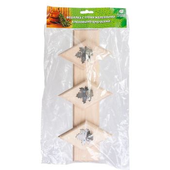 Вешалка 32*14 см, 3 металлических крючка-клён /4